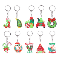 Collection de porte-clés en PVC sur le thème de Noël, produit promotionnel personnalisé, porte-clés en caoutchouc souple, logo personnalisé