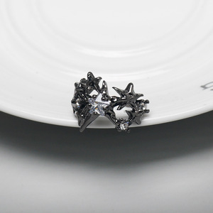 <span class=keywords><strong>Anello</strong></span> Regolabile Y2K con Stella e Luna, 6 Stili, Gotico Punk, Argento/Nero, per Gioielli Estetici, Regalo all'Ingrosso - Product Image 3