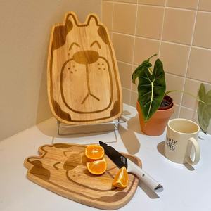 Cartoon Pug Rubberwood Cutting Board Anti Slip For Fruits Vegetables Home Use Irregular Shape - Product Image 4