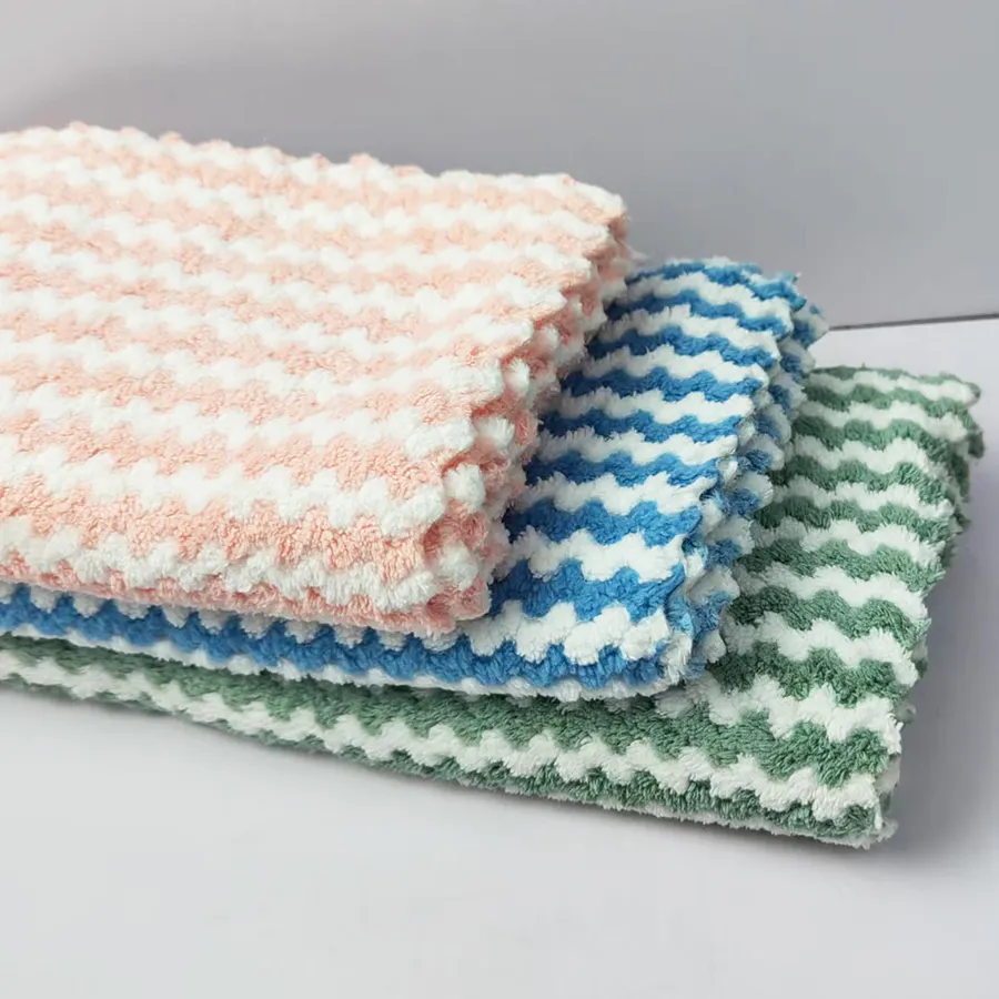 Kain pembersih dapur handuk piring dapat digunakan kembali kain piring Premium kain pembersih mikrofiber bulu karang penyerap Super