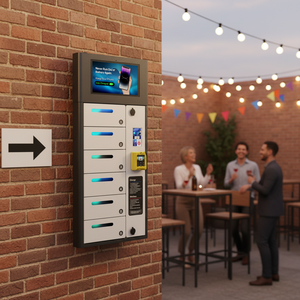 Station <span class=keywords><strong>de</strong></span> recharge murale ZEN Pro à 6 baies avec écran publicitaire, station <span class=keywords><strong>de</strong></span> recharge ultra-fine avec système <span class=keywords><strong>de</strong></span> paiement par <span class=keywords><strong>carte</strong></span> <span class=keywords><strong>de</strong></span> crédit pour les espaces publics - Product Image 2