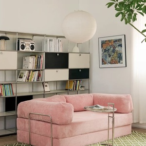 Modern Striped Fabric Armchair with Black Sphere Side <b>Table</b> for Home Use - Product Image 5