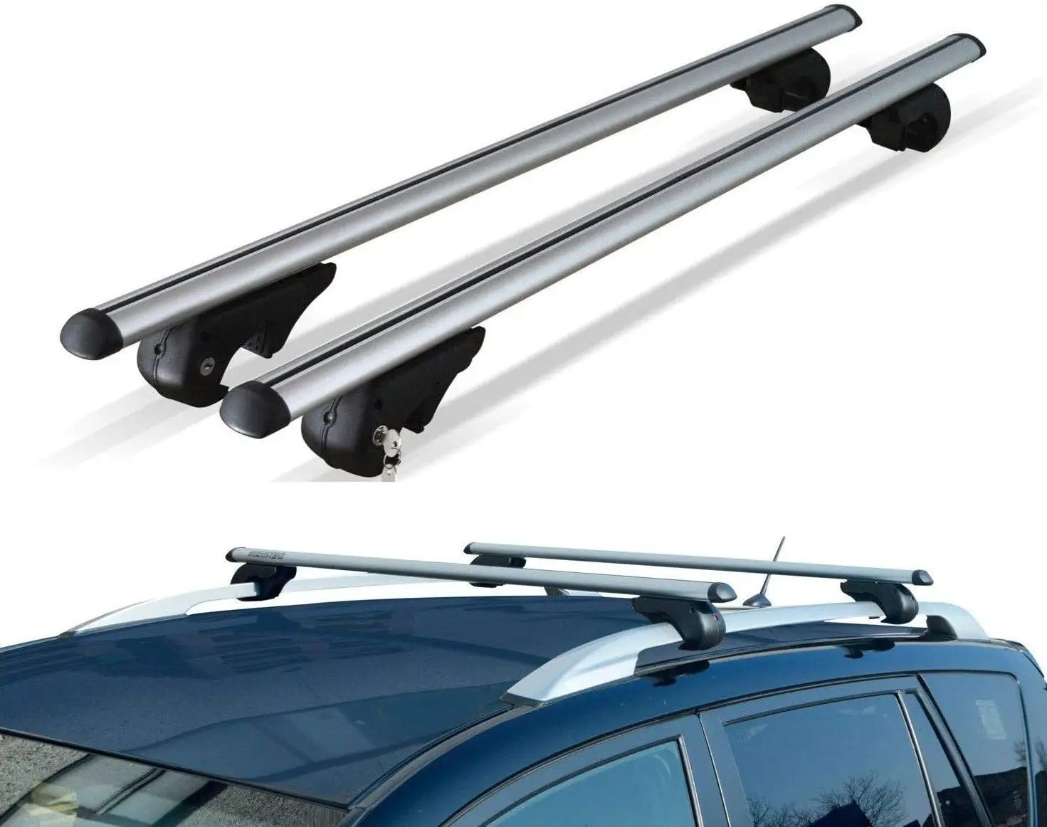 Universal Car Roof Luggage Rack with Anti Theft Lock Aluminum Cross Bar for Rooftop Cargo Carrier Luggage Kayak Canoe Bike