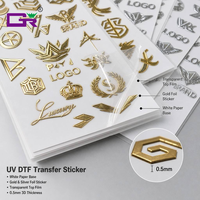 Autocollant de transfert UV DTF personnalisé, étiquette cristalline 3D, feuille d'or et d'argent gaufrée, décalcomanie imperméable pour enveloppe de tasse, bouteille de parfum