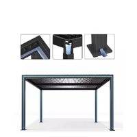 Pergola motorisée/manuellement actionnée en alliage d'aluminium 4x4 avec toit en polycarbonate, imperméable, résistante au vent, durable, anti-corrosion