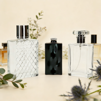 Flacons de parfum en verre transparent givré carrés plats vides Vista Luxury Custom 10ml 30ml 50ml 60ml 100ml avec bouchon à vis et boîte d'emballage