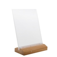 Support de menu magnétique en acrylique avec base en bois 5x7, porte-étiquette de prix