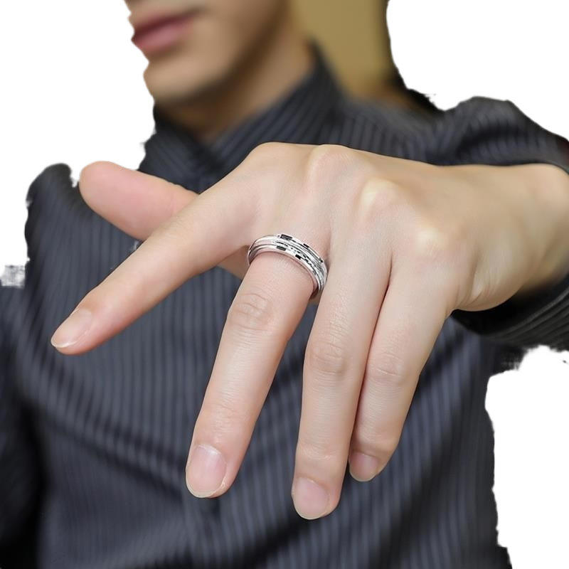 925 Sterling Silver Rotatable Index Finger Ring Simple Personality Trendy  Aristocratic Design Engagement Gift Party Inspired Hip