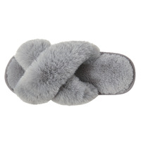 Chaussons d'hiver pour femmes, chauds, grande taille, fourrés, bout rond, couleur unie, à brides croisées, respirants, semelle intermédiaire en EVA, semelle extérieure en TPR