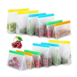 Pochette debout réutilisable en PEVA/EVA sans BPA, sacs de stockage d'aliments de cuisine en silicone étanche, <span class=keywords><strong>sac</strong></span> de rangement pour le gel et la fraîcheur - Product Image 4