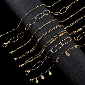 Tobillera de cadena multicapa para mujer, pulsera de tobillo de acero inoxidable chapado en oro, cadena para pierna, joyería para pies de playa