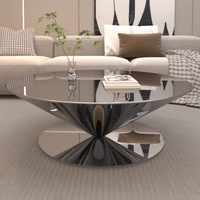 Table basse en forme de soucoupe de luxe légère Minimaliste Moderne Hôtel Creative Designer Miroir Table à thé conique en acier inoxydable AGM780