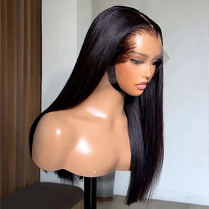 Perruque Frontale 13x4 Lisse Parfait en Cheveux Humains Vietnamiens Bruts, Sans Colle, Dentelle HD Suisse, pour Femmes Noires - Product Image 1