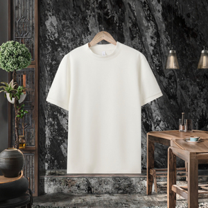 T-shirt décontracté à manches courtes pour homme, style coréen, chaud pour l'hiver, 280g, respirant, doux, couleur unie, coupe ample, modèle N4-189 - Product Image 3