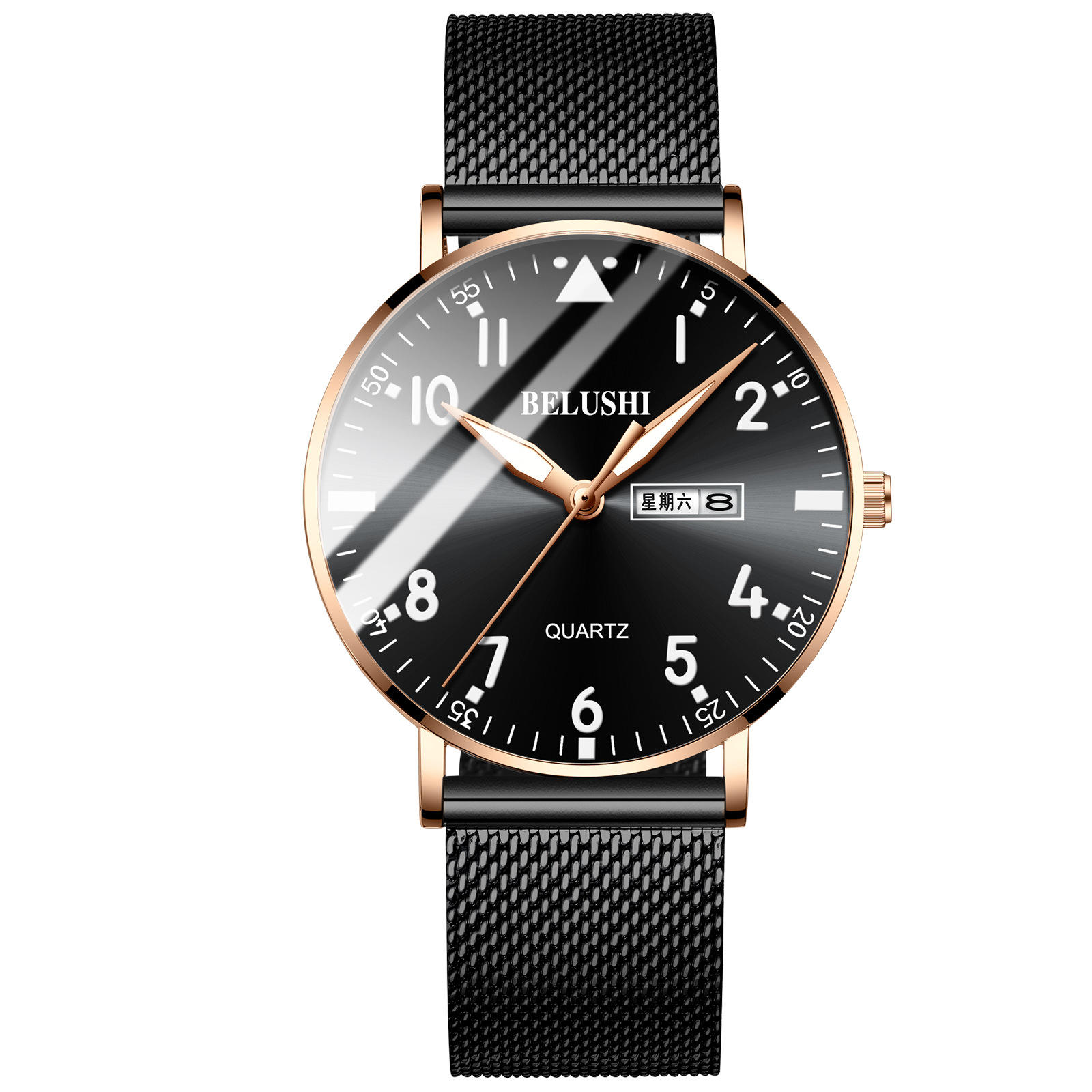 B- 554เข็มขัดตาข่ายสีดำเปลือกกุหลาบ