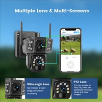 Caméra de sécurité solaire basse consommation à double objectif 4G WiFi 360 °   Caméra de surveillance extérieure panoramique avec vision nocturne couleur