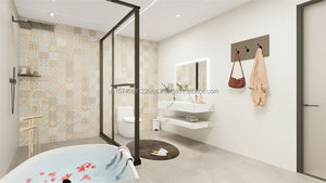 Ensemble de meubles de chambre à coucher modernes et abordables pour suite d'hôtel 3 étoiles ou appartement, avec lit, table de chevet, armoire et meuble TV - Product Image 5