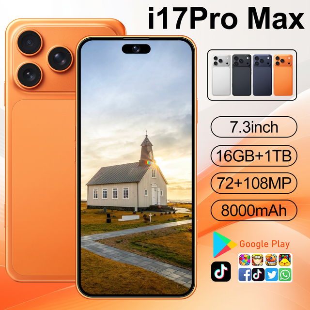 2025 New I17 Pro Max 5G Smartphone 90Hz6.9-inch HD Display 108MP Rear Camera 16GB+1TB Storage Deca-core Snapdragon 800 French