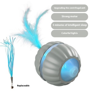 Balle de jeu automatique pour chat avec plume remplaçable et lumières colorées pour un jeu interactif et une auto-entretenue - Product Image 1