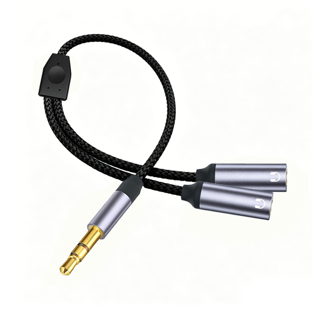 3.5mm Audio Cable Splitter Y Jack 1 Male to 2 Female M/F Stereo Earphone Connector Adapter with Nylon Jacket for Speakers Phone