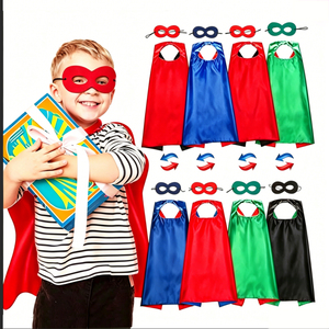 Cape réversible rouge-bleu en satin pour enfants 70x70cm, double couche, cape de héros vierge pour déguisement d'Halloween et jeu d'imitation - Product Image 1
