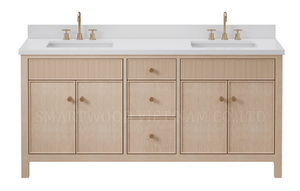 72 Inch Double <b>Floor</b> Standing Luxury Solid wood <b>Bathroom</b> Vanity Washed Oak ceramic Basin FSC CARB P2 EPA TSC US market - Product Image 1