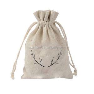 Custom Logo Nature Color 100% Cotton Pouch Gift Jewelry Packing Storage Hessian Hemp <b>Drawstring</b> <b>Bag</b> - Product Image 3