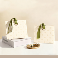 Sacs en papier d'art recyclables de luxe ESENTRA pour montres, cosmétiques, vêtements, avec poignée en ruban Flexiloop, estampage à chaud personnalisé