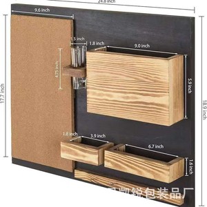 Wooden Entryway <b>Shelf</b> With Corkboard <b>Wall</b> <b>Mounted</b> Rack For Keys Letters Plants And Miscellaneous Items Bedroom Living Room - Product Image 4