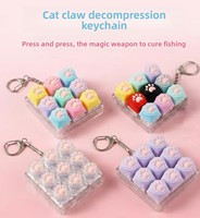 Porte-clés anti-stress en silicone en forme de patte de chat, jouet sensoriel, testeur de commutateur de clavier mécanique 1/2/3/6/9 touches, unisexe