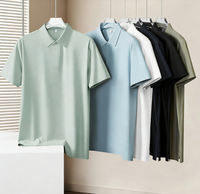 Camisa Casual de Manga Corta con Cuello Plano de Punto, Estilo Business, Unisex, Personalizada, 185g, de Algodón Ice Silk Transpirable, Color Sólido en Contraste, ODM
