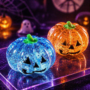Juguete antiestrés de goma blanda con diseño de cabeza de calabaza de Halloween, novedoso, con purpurina, al por mayor, para descompresión transfronteriza - Product Image 4