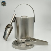 Seau à glace isotherme double paroi en acier inoxydable 1-3L avec pinces pour champagne, bar, KTV, fête à domicile, vente en gros, logo personnalisé