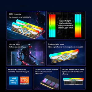 Nueva memoria para juegos Ddr5 Ecc 64GB RGB <span class=keywords><strong>Ram</strong></span> <span class=keywords><strong>Ddr</strong></span> 5 2X16GB 32GB 7200Mhz 5600Mhz <span class=keywords><strong>Ddr</strong></span> 5 <span class=keywords><strong>RAM</strong></span> para componentes de PC en Stock - Product Image 2