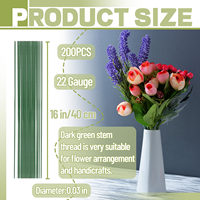 200 pièces de fil de fleuriste vert foncé pour arrangements floraux et créations DIY, 30 cm et 40 cm