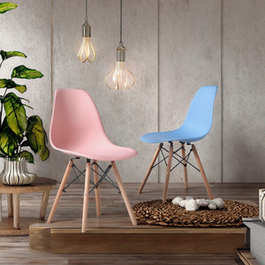 Silla de Comedor Moderna de Estilo Mid-Century, Ecológica, de Plástico Moldeado con Patas de Madera para Uso Doméstico y Comercial, Restaurante, Cafetería, Sala de Estar - Product Image 4