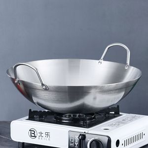 <span class=keywords><strong>Wok</strong></span> de Acero Inoxidable Engrosado con Doble Asa, Textura Arenada, Antiadherente, Comercial, para Saltear - Product Image 4
