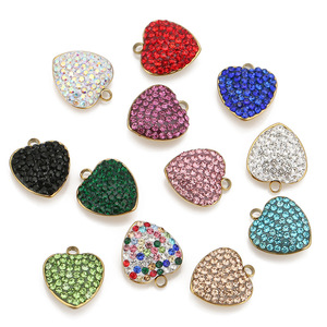 Colgante de Corazón de Acero Inoxidable con Diamantes de Imitación, Fornituras de Joyería DIY, Accesorios para Pendientes y Collares, Venta al por Mayor - Product Image 5