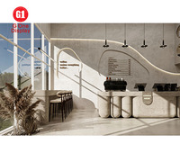 Meubles de café haut de gamme sur mesure, comptoir de bar OEM, personnalisation de table et de chaises pour la conception de café
