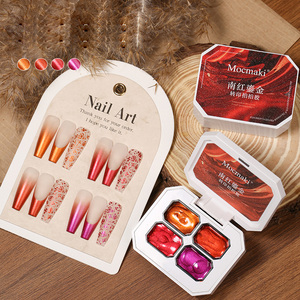 Colle à ongles <span class=keywords><strong>rouge</strong></span> de type UV pour le Nouvel An, dégradé satiné, teinture nouvelle <span class=keywords><strong>rouge</strong></span> sud, impression par transfert dorée, sans lavage, LED, designer français - Product Image 4