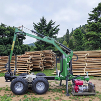 Remorque forestière pour tracteur / VTT avec grue chargeuse de bois 4x4