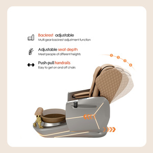 Fauteuil de pédicure électrique inclinable et massant pour salon de manucure, mobilier de salon de beauté rose haut de gamme avec spa pour les pieds - Product Image 2