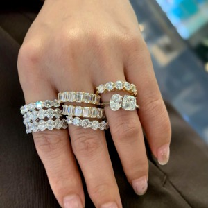 18K Solid Gold Full Eternity Stackable Diamond Band <b>Rings</b> <b>Set</b> Emerald Round Oval Cut Matching <b>Wedding</b> <b>Rings</b> <b>For</b> <b>Women</b> - Product Image 1
