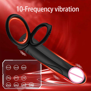 Jouets sexuels pour couples, anneau anal double, vibromasseur de prostate, masturbateur en silicone pour homme, anneau de pénis, vibromasseur, jouet sexuel pour adultes - Product Image 2