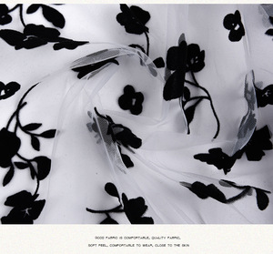 Thiết Kế Mới <span class=keywords><strong>Flock</strong></span> Vải Tuyn Flocked Lưới Vải Cho Ăn Mặc Hoa Đổ Xô Vải Tuyn - Product Image 6