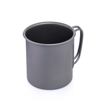 Tasse légère Ti-King en titane pur à paroi simple avec poignée pliable – Options pour la cuisson sur feu ouvert, ustensile de cuisine pour les aventures en plein air