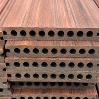 Planche de terrasse composite creuse WPC brun rougeâtre, revêtement de sol extérieur en bois-plastique, imperméable