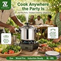 Panci Presto Zhenneng Stainless Steel 24-52cm Multi Ukuran, Kompatibel dengan Kompor Gas dan Induksi, untuk Katering dan Dapur