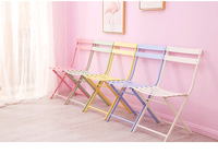 Ensemble table et chaises pliables 2 places en fer forgé rose pastel, style nordique, pour salons de thé, cafés et desserts – Le best-seller des réseaux sociaux