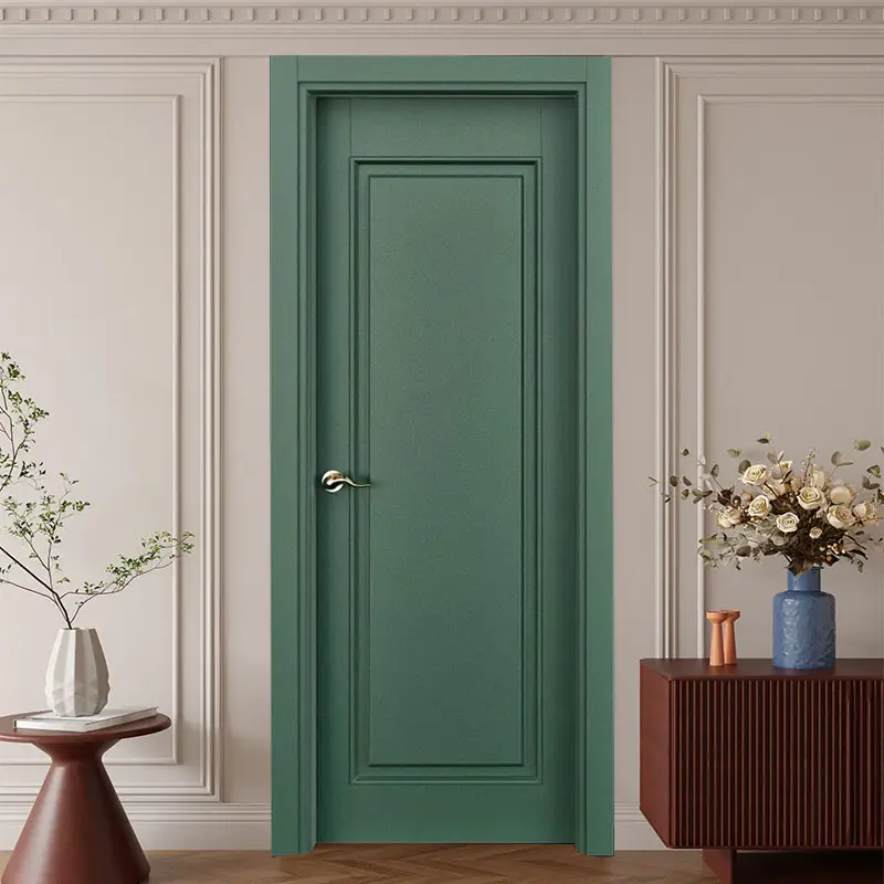 أبواب خشبية مصمتة فرنسية لشقق فنادق بسيطة، أبواب خشبية داخلية كلاسيكية يمكن تخصيصها في الخشب